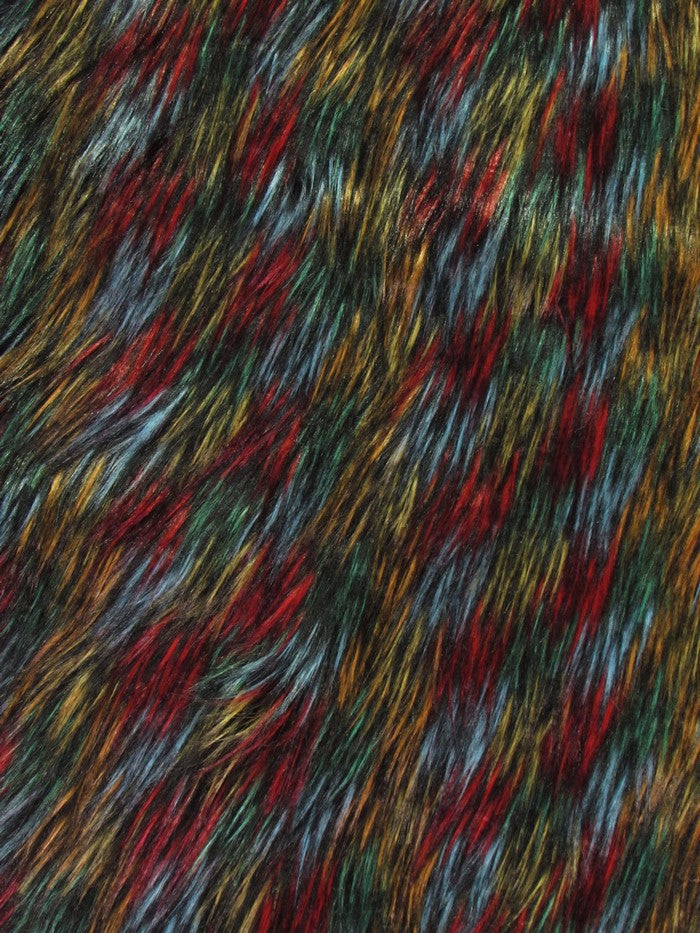 Multi #2 Fireworks Shaggy Long Pile Fabric / Sold By The Yard - 0