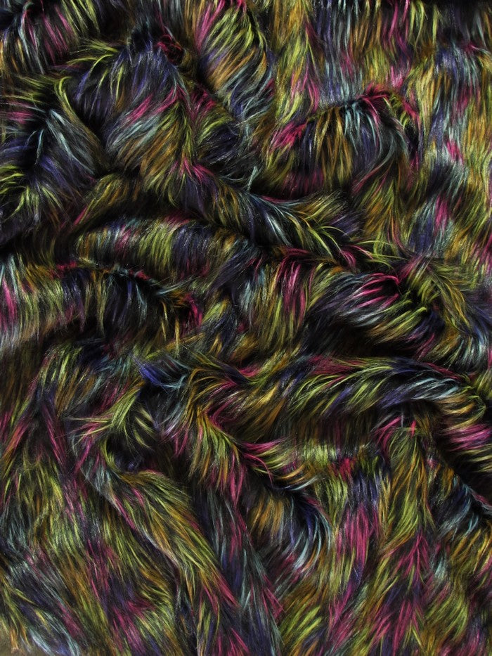Multi #4 Fireworks Shaggy Long Pile Fabric / Sold By The Yard