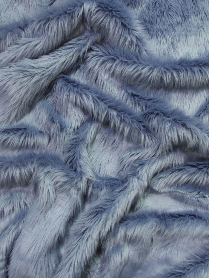 Dusty Blue Solid Shaggy Long Pile Faux Fur Fabric / Sold By The Yard