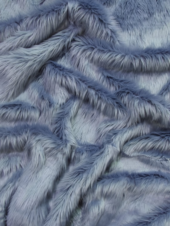 Faux Fake Fur Solid Shaggy Long Pile Fabric / Dusty Blue / EcoShag 15 Yard Bolt (Closeout)