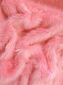 Faux Fake Fur Solid Shaggy Long Pile Fabric / Pink Lemonade / EcoShag 15 Yard Bolt-1