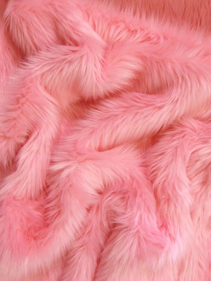 Faux Fake Fur Solid Shaggy Long Pile Fabric / Pink Lemonade / EcoShag 15 Yard Bolt