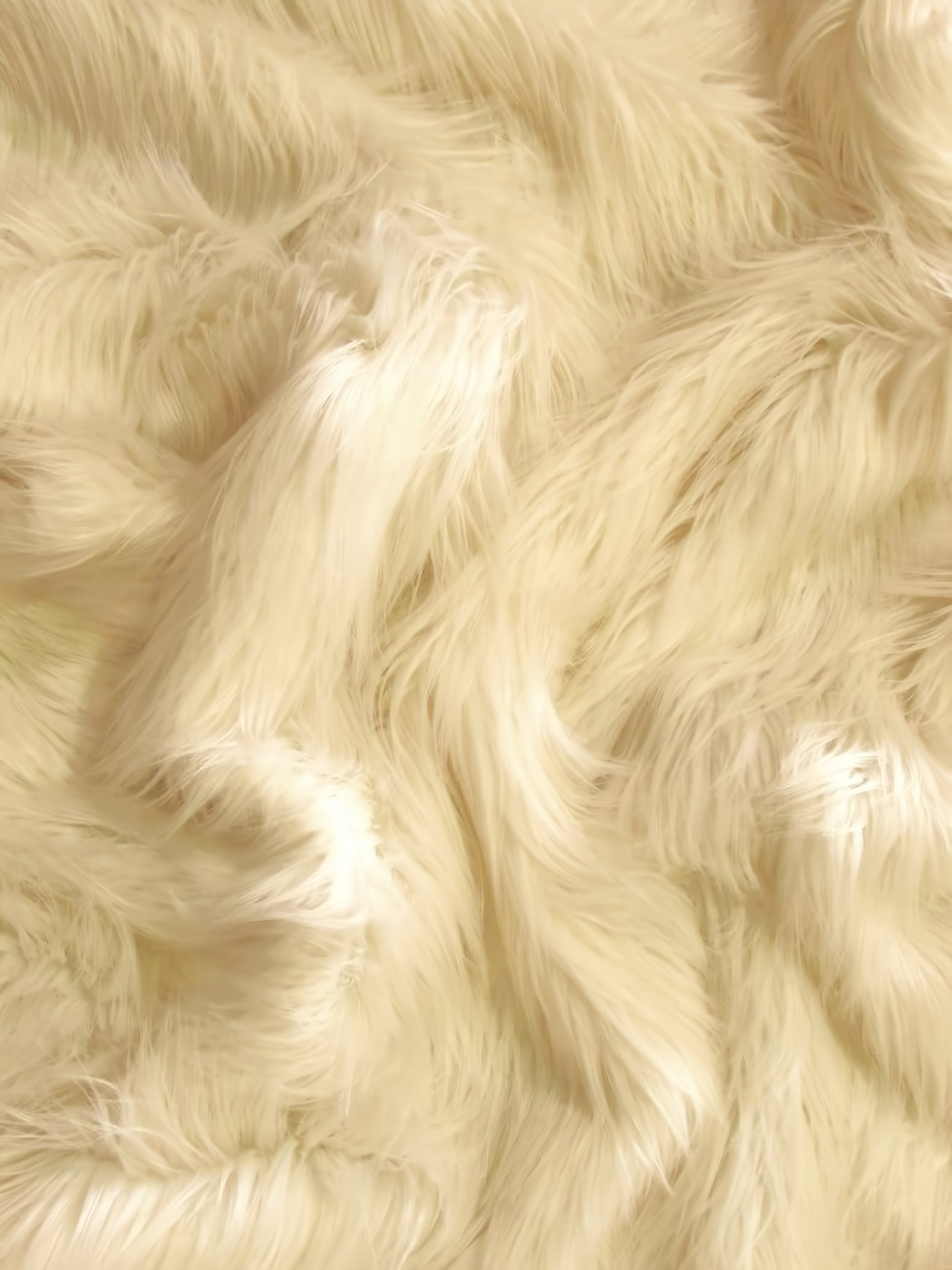 Ivory Solid Gorilla Animal Long Pile Faux Fur Fabric / Sold By The Yard (Second Quality Goods)