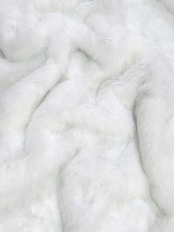 Tinsel Tip Short Shag Faux Fur / White Holographic / Sold By The Yard
