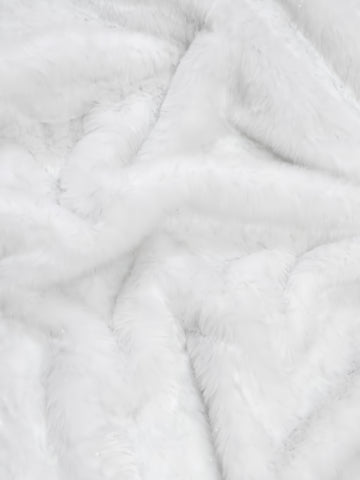 Tinsel Tip Short Shag Faux Fur / White Silver / Sold By The Yard (Second Quality Goods)