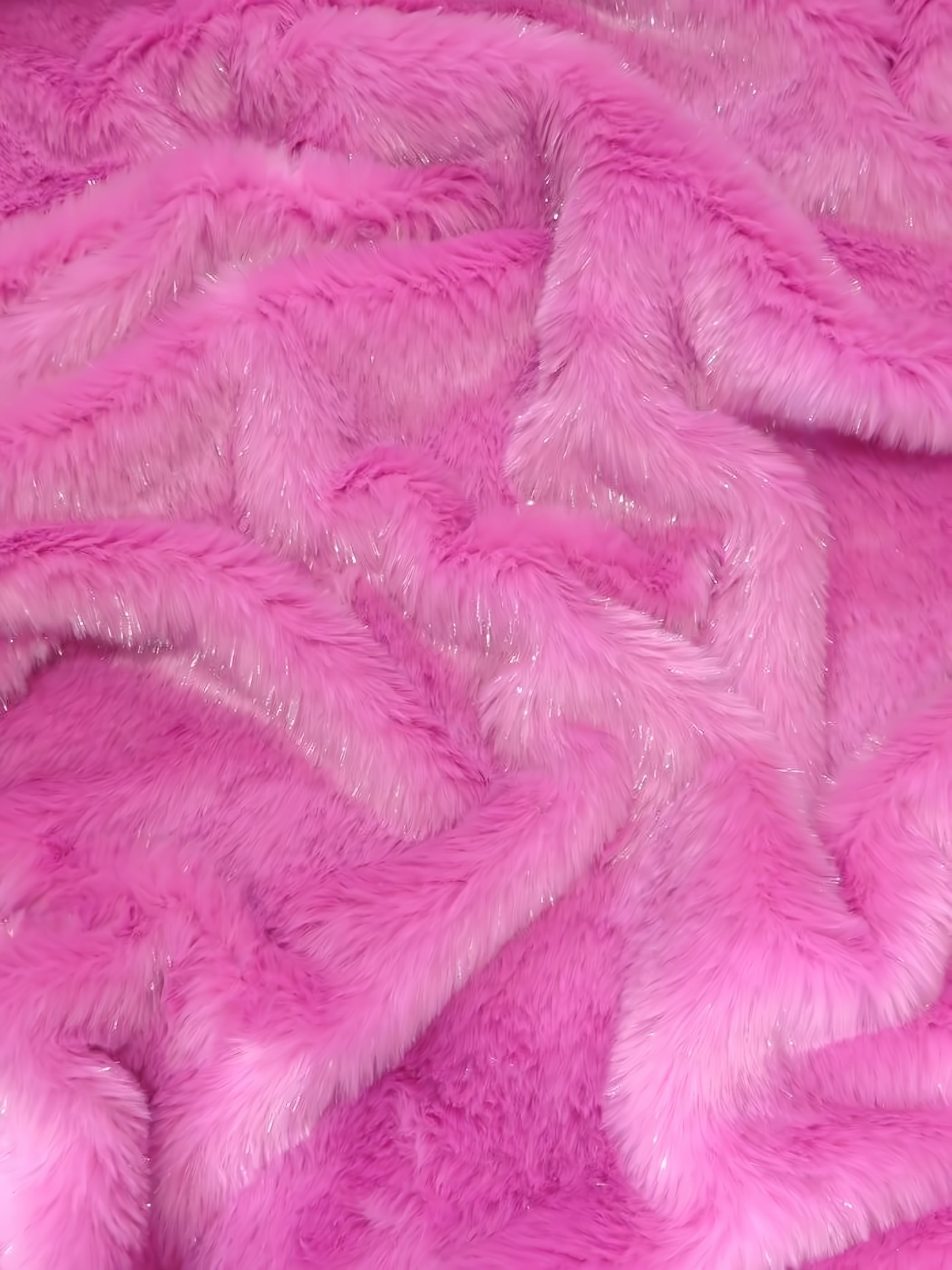 Tinsel Tip Short Shag Faux Fur / Bubblegum Silver / Sold By The Yard