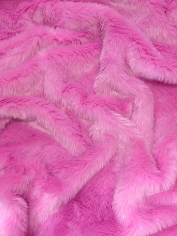 Tinsel Tip Short Shag Faux Fur / Bubblegum Silver / Sold By The Yard / 15 Yard Bolt