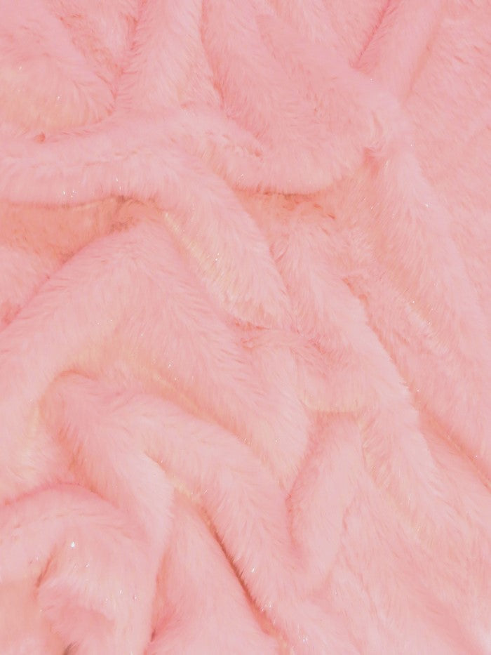 Tinsel Tip Short Shag Faux Fur / Light Pink Silver / Sold By The Yard
