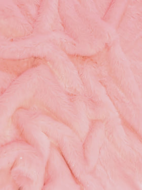 Tinsel Tip Short Shag Faux Fur / Light Pink Silver / Sold By The Yard (Second Quality Goods)