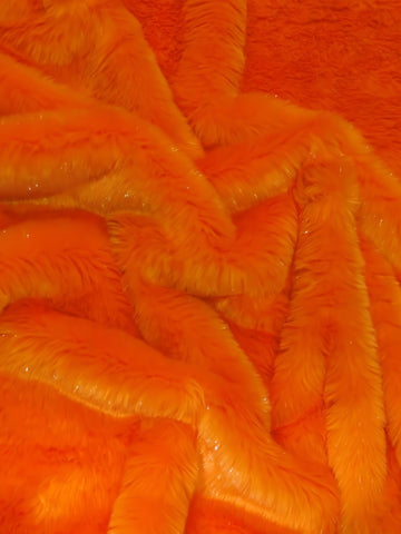 Tinsel Tip Short Shag Faux Fur / Orange Silver / Sold By The Yard / 15 Yard Bolt