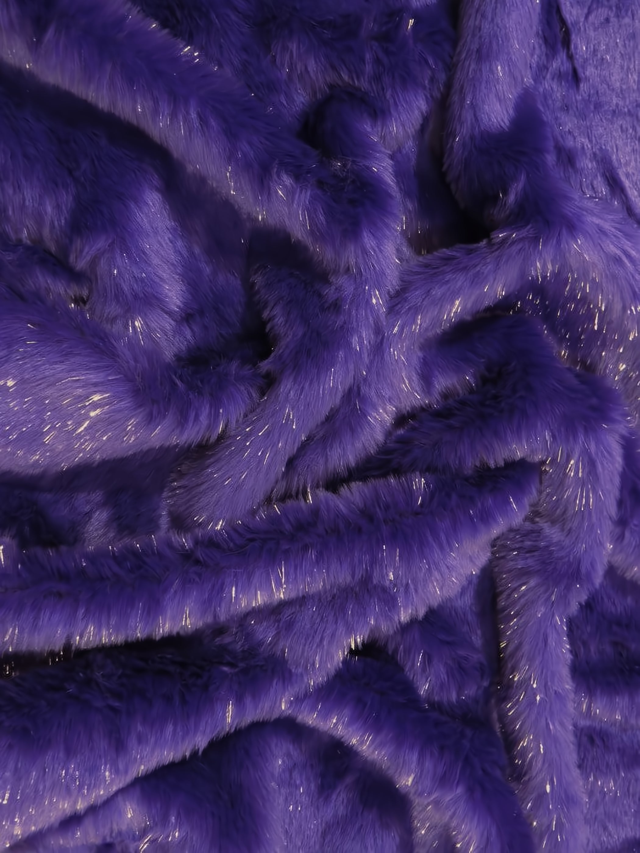 Tinsel Tip Short Shag Faux Fur / Purple  Silver / Sold By The Yard / 15 Yard Bolt