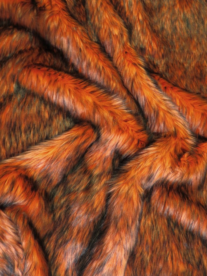 Tangerine Arctic Alaskan Husky Long Pile Fabric / Sold By The Yard
