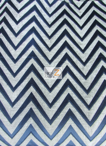 Zig Zag Chevron Upholstery Fabric / Navy Blue / Sold By The Yard