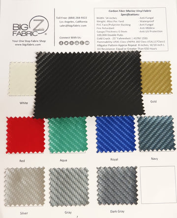 Carbon Fiber Marine Vinyl Color Card