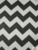 Poly Cotton Fabric 1" Zig Zag Chevron / Black/White / 50 Yard Bolt-1