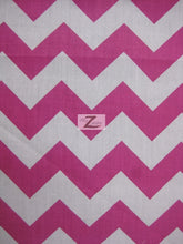 Poly Cotton Fabric 1" Zig Zag Chevron / Fuchsia/White / 50 Yard Bolt