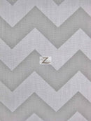 Poly Cotton Fabric 1" Zig Zag Chevron / Gray/White / 50 Yard Bolt-1