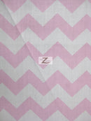 Poly Cotton Fabric 1" Zig Zag Chevron / Pink/White / 50 Yard Bolt-1