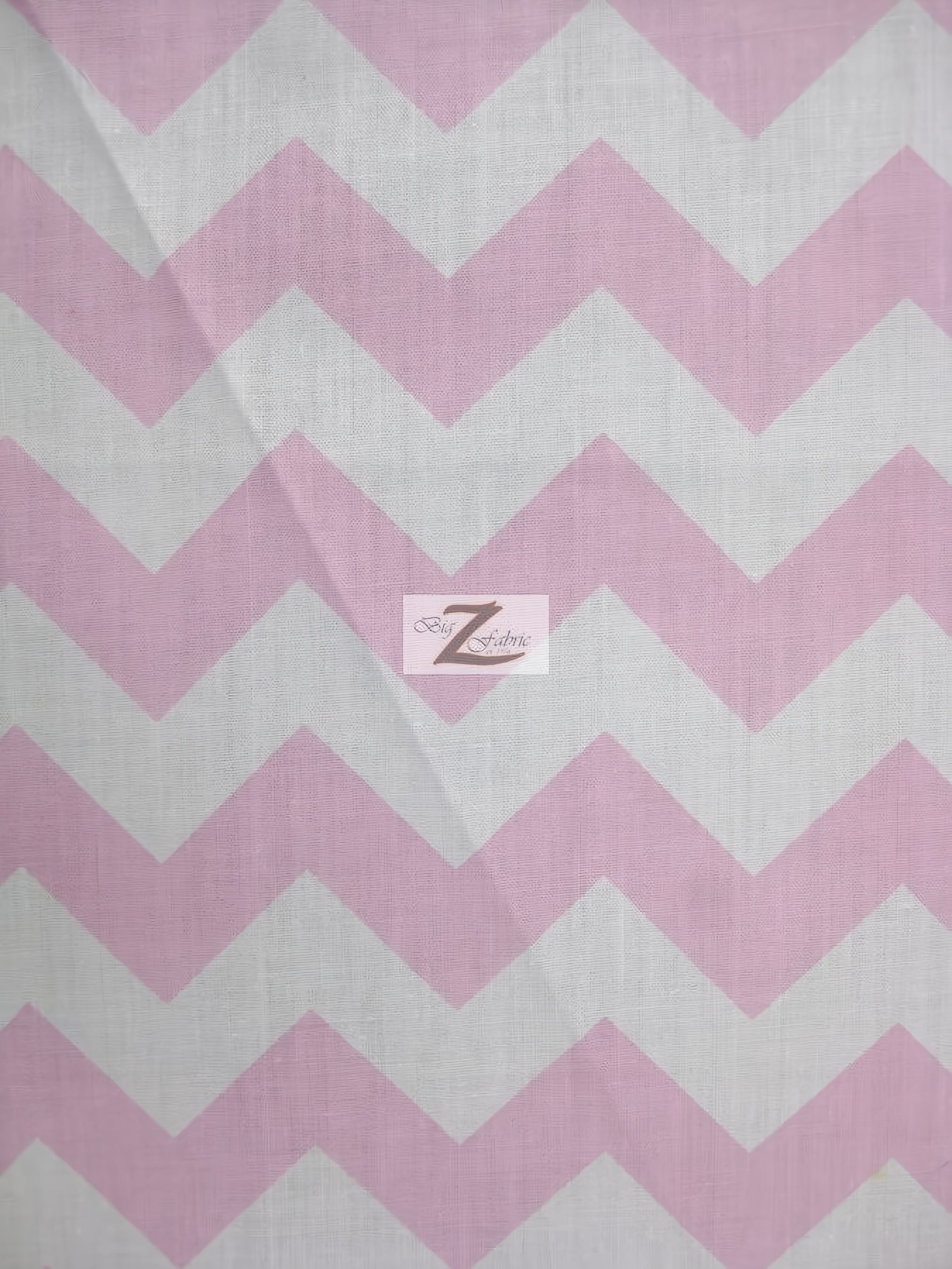 Poly Cotton Fabric 1" Zig Zag Chevron / Pink/White / 50 Yard Bolt