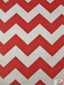 Poly Cotton Fabric 1" Zig Zag Chevron / Red/White / 50 Yard Bolt-1