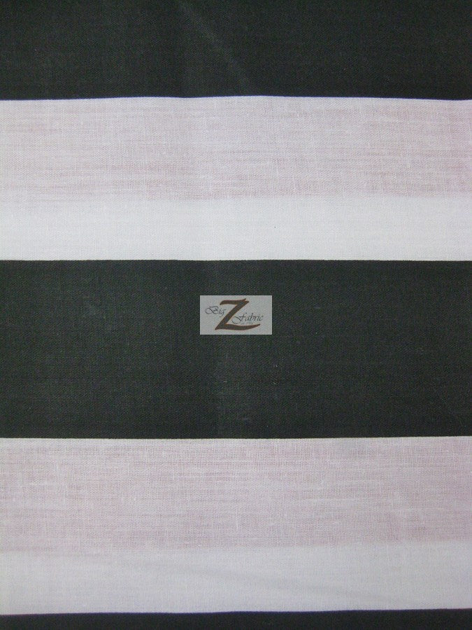 Poly Cotton 2 Inch Stripe Fabric / Black/White / 50 Yard Bolt