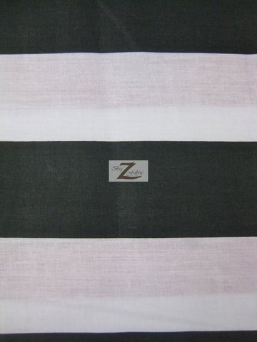 Poly Cotton 2 Inch Stripe Fabric / Black/White / 50 Yard Bolt