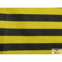 Poly Cotton 1 Inch Stripe Fabric / Black/Yellow / 50 Yard Bolt