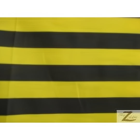 Poly Cotton 1 Inch Stripe Fabric / Black/Yellow / 50 Yard Bolt