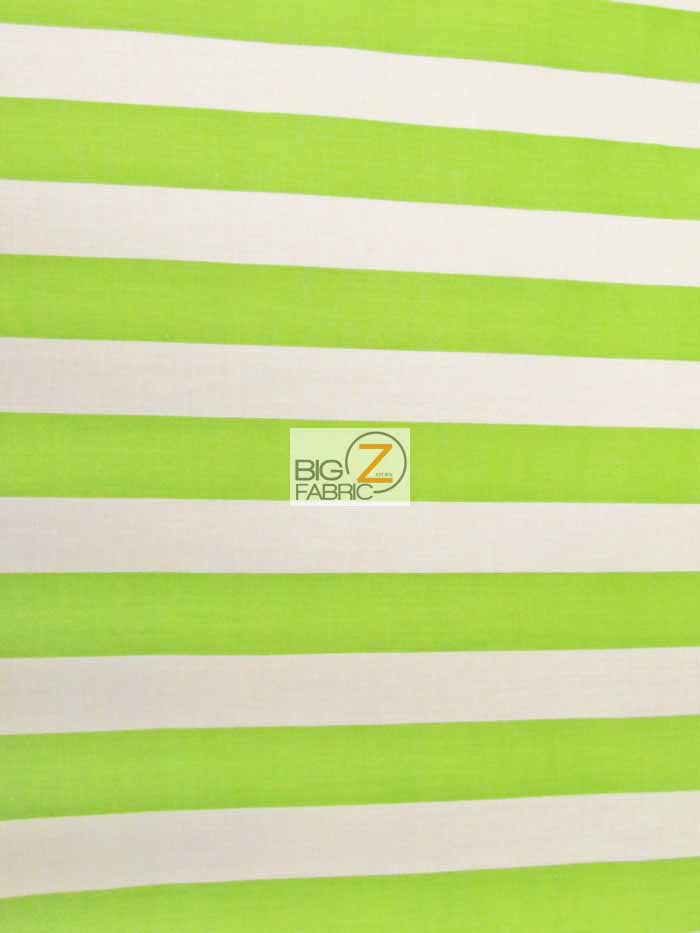 Poly Cotton 1 Inch Stripe Fabric / Lime/White / 50 Yard Bolt