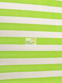Poly Cotton 1 Inch Stripe Fabric / Lime/White / 50 Yard Bolt