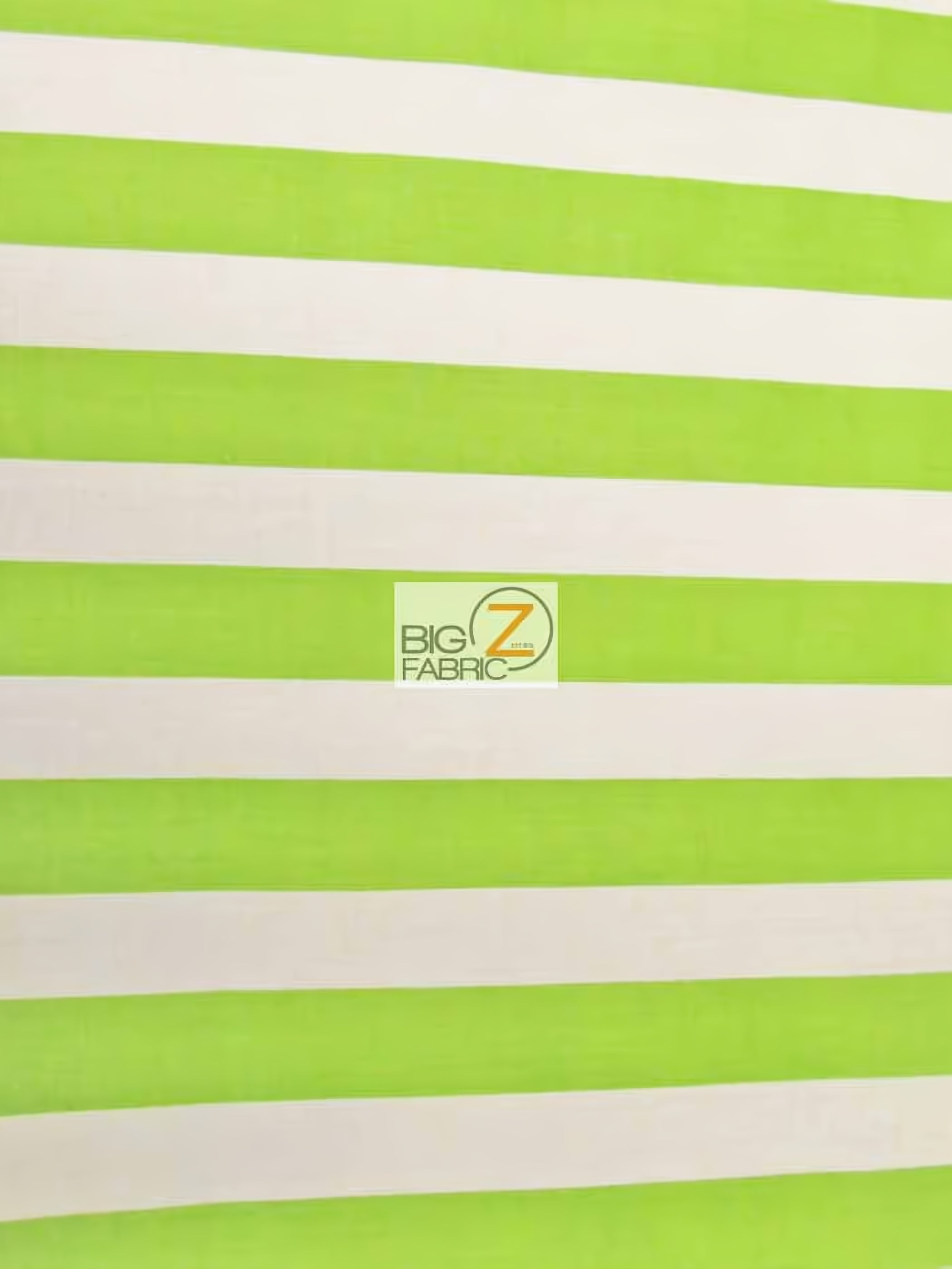 Poly Cotton 1 Inch Stripe Fabric / Lime/White / 50 Yard Bolt