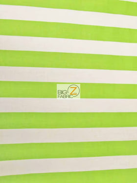 Poly Cotton 1 Inch Stripe Fabric / Lime/White / 50 Yard Bolt