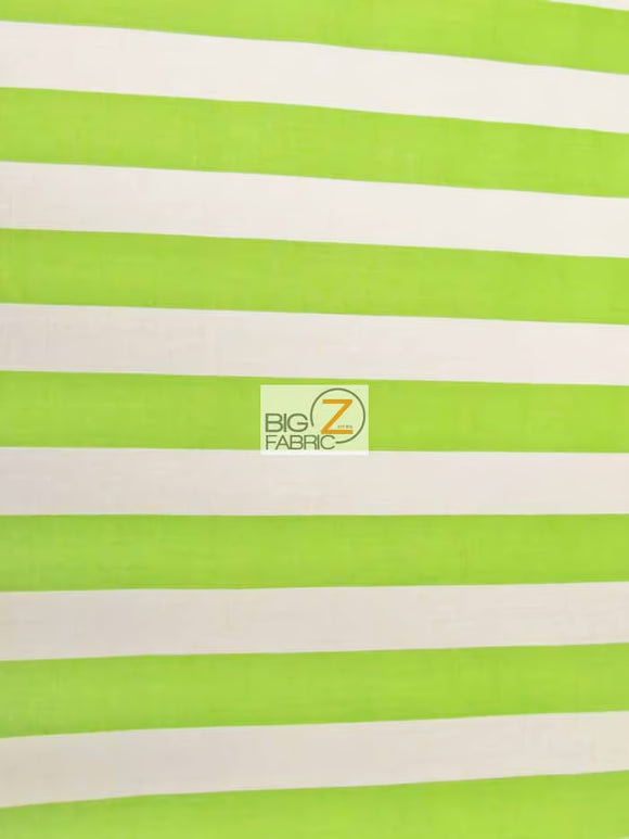 Poly Cotton 1 Inch Stripe Fabric / Lime/White / 50 Yard Bolt