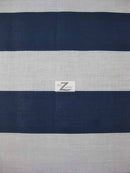 Poly Cotton 2 Inch Stripe Fabric / Navy/White / 50 Yard Bolt-1
