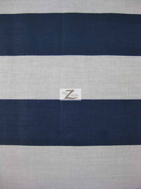 Poly Cotton 2 Inch Stripe Fabric / Navy/White / 50 Yard Bolt