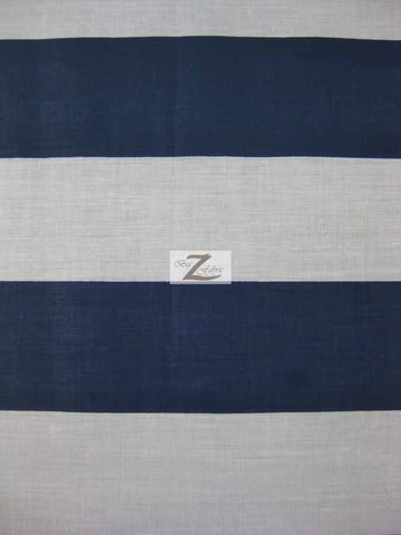 Poly Cotton 2 Inch Stripe Fabric / Navy/White / 50 Yard Bolt