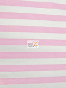 Poly Cotton 1 Inch Stripe Fabric / Pink/White / 50 Yard Bolt-1