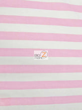 Poly Cotton 1 Inch Stripe Fabric / Pink/White / 50 Yard Bolt