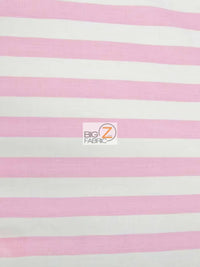 Poly Cotton 1 Inch Stripe Fabric / Pink/White / 50 Yard Bolt