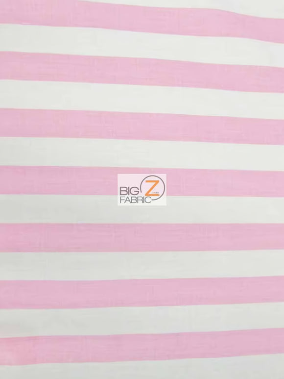 Poly Cotton 1 Inch Stripe Fabric / Pink/White / 50 Yard Bolt