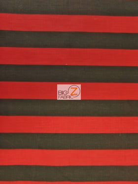 Poly Cotton 1 Inch Stripe Fabric / Red/Black / 50 Yard Bolt