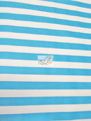 Poly Cotton 1 Inch Stripe Fabric / Turquoise/White / 50 Yard Bolt-1