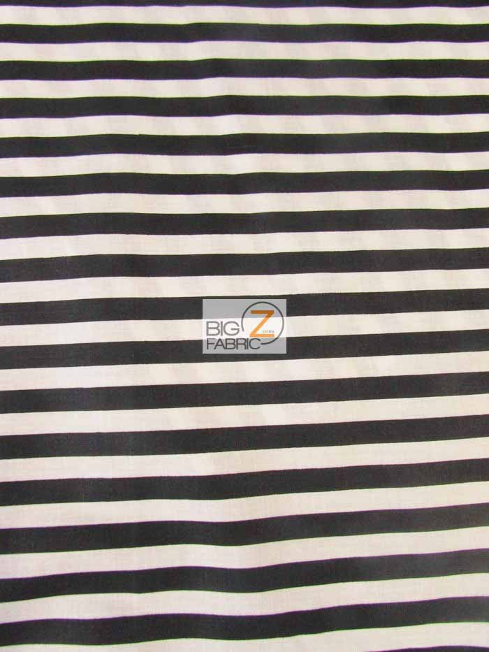 Poly Cotton 1/2 Inch Stripe Fabric / Black And White / 50 Yard Bolt