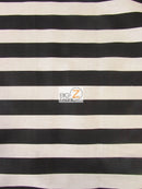 Poly Cotton 1 Inch Stripe Fabric / Black And White / 50 Yard Bolt-1