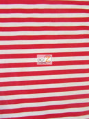 Poly Cotton 1/2 Inch Stripe Fabric / Red And White / 50 Yard Bolt-1