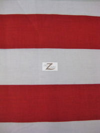 Poly Cotton 2 Inch Stripe Fabric / Red And White / 50 Yard Bolt